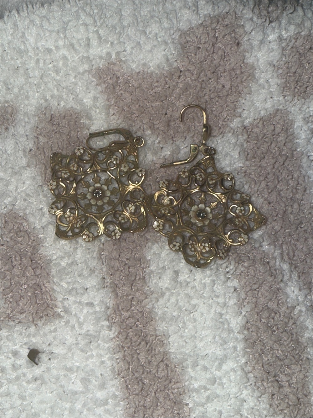 Catherine Popesco Gold Filigree Floral Drop Earrings